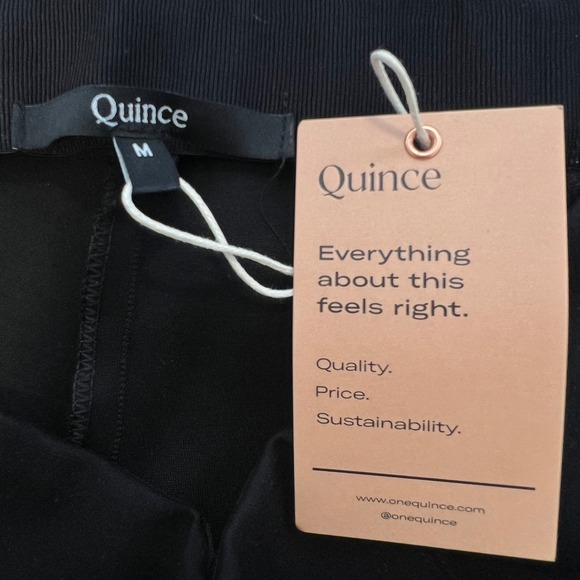 Quince | Ultra Stretch Ponte Pintuck Ankle Black Pants Size Medium Quiet Luxury - Picture 3 of 10